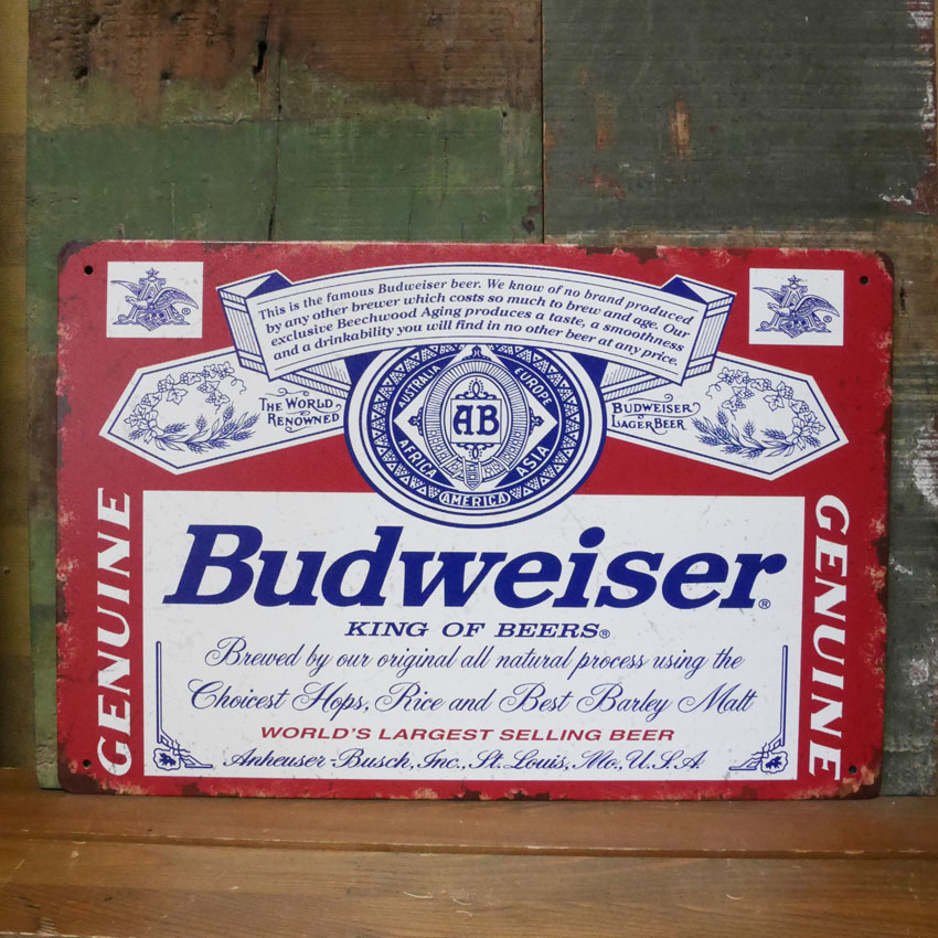 バドワイザー アメリカンサインボード BUDWEISER ブリキ看板　アメリカン雑貨画像