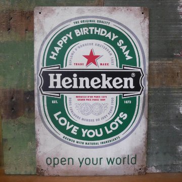 ハイネケン アメリカンサインボード  Heineken ブリキ看板　アメリカン雑貨画像