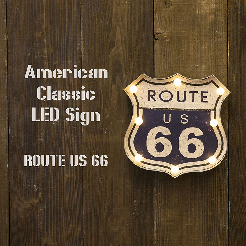 アメリカンクラシック ROUTE US 66 LED サイン ルート66　アメリカン雑貨画像