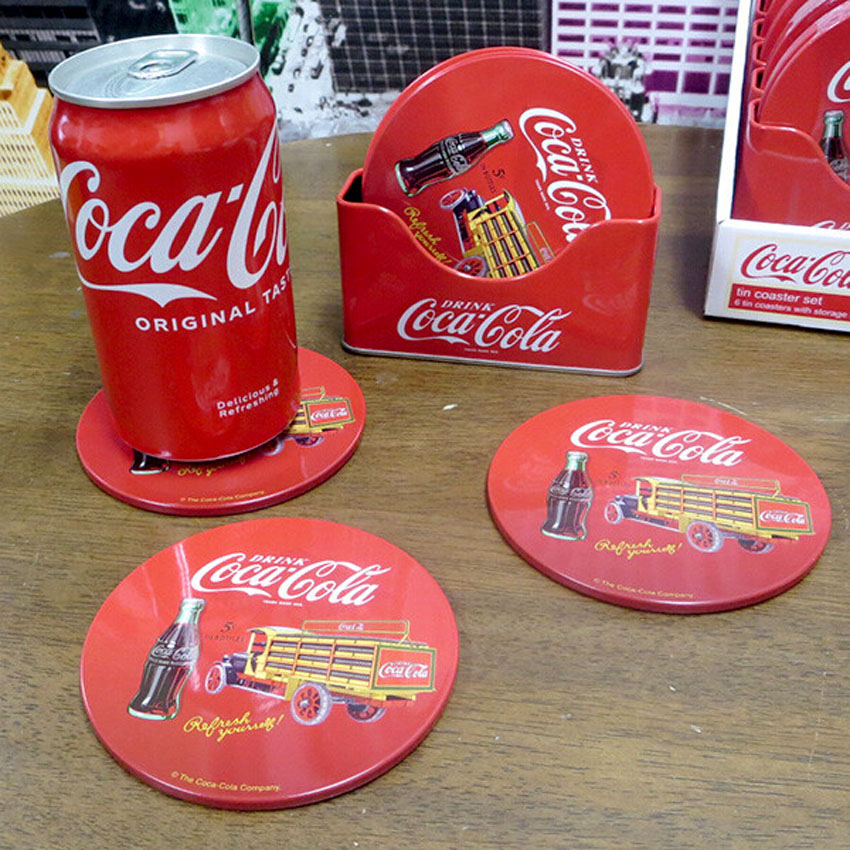 コカ・コーラ コースター 6枚セット Coca-Cola ティンコースター アメリカン雑貨画像