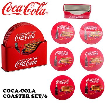 コカ・コーラ コースター 6枚セット Coca-Cola ティンコースター アメリカン雑貨画像