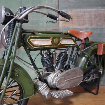 ヴィンテージ モーターサイクル オートバイ GREEN ブリキのおもちゃ インテリアガレージ　アメリカン雑貨画像