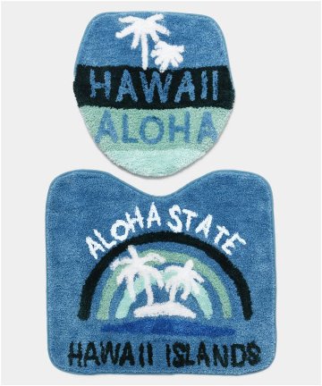 ハワイアン トイレマット ＆ トイレカバー HAWAII セット アイランド ALOHA BLUE トイレタリー画像