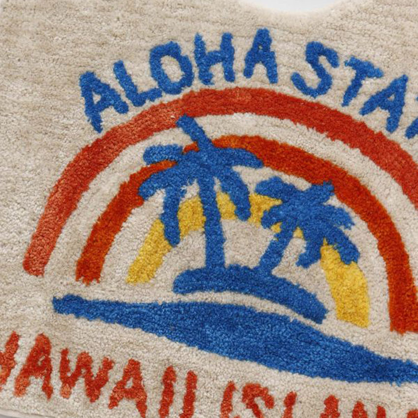 ハワイアン トイレマット ＆ トイレカバー HAWAII セット アイランド ALOHA WHITE トイレタリー画像