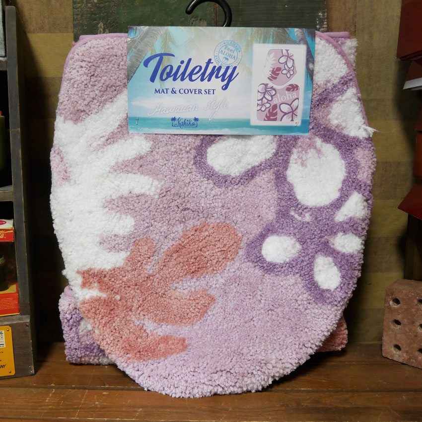 ハワイアン トイレマット ＆ トイレカバー HAWAII セット アロハフラワー PINK トイレタリーの画像