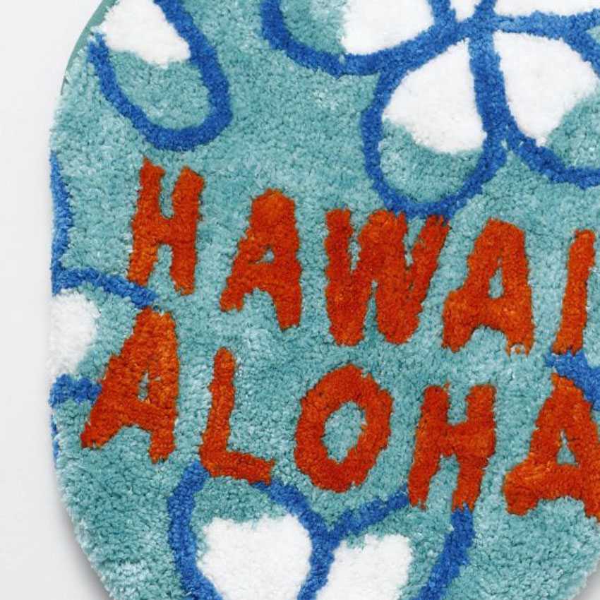 ハワイアン トイレマット ＆ トイレカバー HAWAII セット プルメ BLUE トイレタリー画像