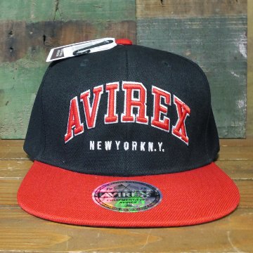 AVIREX COLLEDG EMB BBCAP ベースボールキャップ レッド アヴィレックス 帽子 フラットバイザー　アメカジ　画像