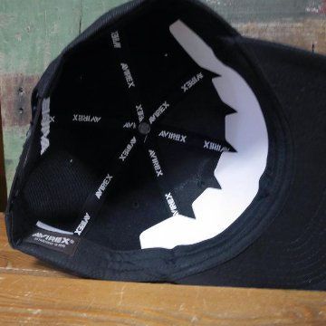 AVIREX COLLEDG EMB BBCAP ベースボールキャップ ブラック アヴィレックス 帽子 フラットバイザー　アメカジ　画像