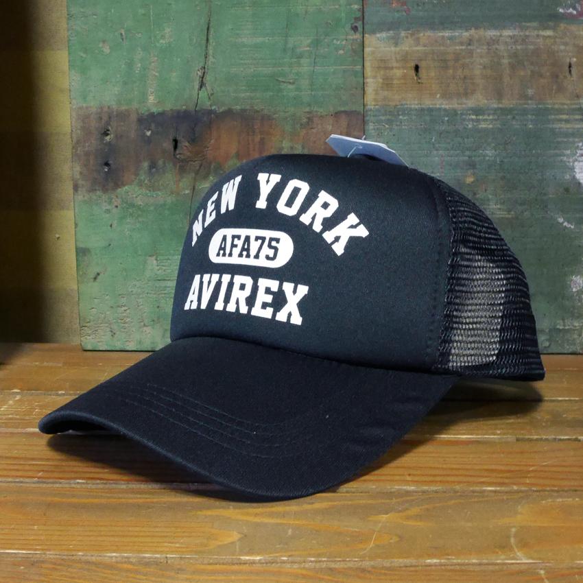 AVIREX  プリントウレタンメッシュキャップ ブラック アヴィレックス 帽子 ミリタリー　アメカジ　の画像