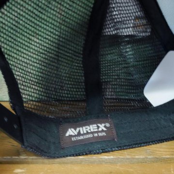 AVIREX  プリントウレタンメッシュキャップ ブラック アヴィレックス 帽子 ミリタリー　アメカジ　画像