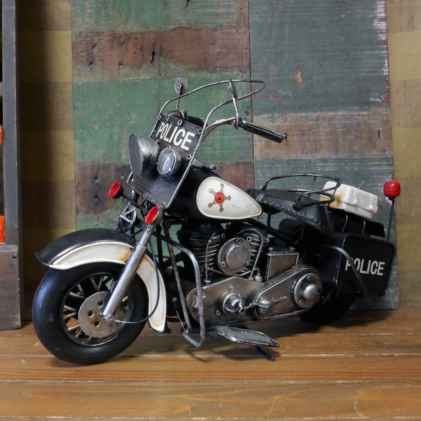 ヴィンテージ モーターサイクル オートバイ ポリス ブリキのおもちゃ インテリアガレージ　アメリカン雑貨画像