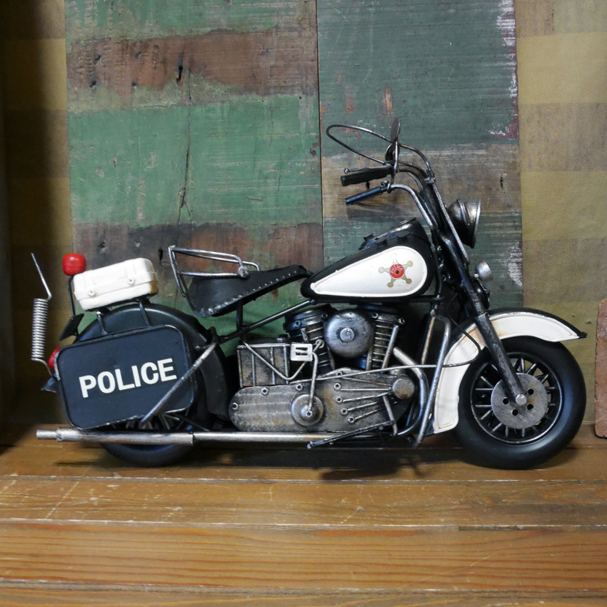 ヴィンテージ モーターサイクル オートバイ ポリス ブリキのおもちゃ インテリアガレージ　アメリカン雑貨画像