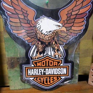ハーレーダビッドソン ダイカット メタルサインプレート HARLEY-DAVIDSON イーグル ブリキ看板 アメリカン雑貨 画像