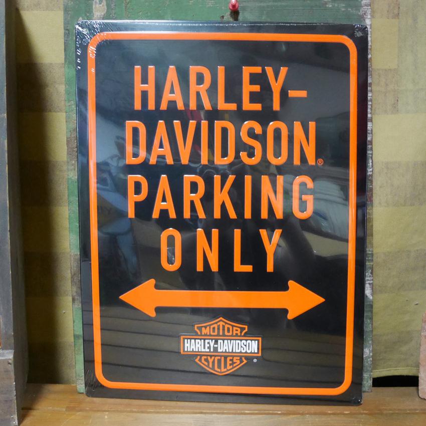 ハーレーダビッドソン HARLEY-DAVIDSON パーキングオンリー　エンボスティンサイン  アメリカン雑貨画像