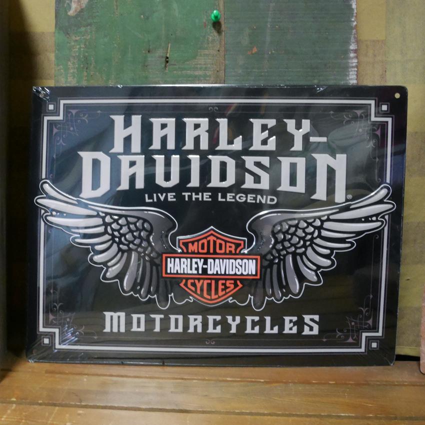 ハーレーダビッドソン HARLEY-DAVIDSON 翼付きバー&シー エンボスティンサイン