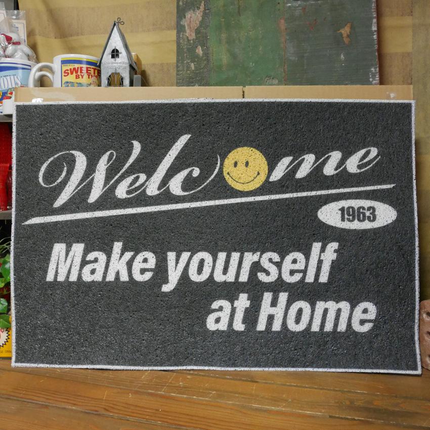 PVCエントランスマット　スマイル ドアマット  玄関マット ウエルカム　アメリカン雑貨の画像