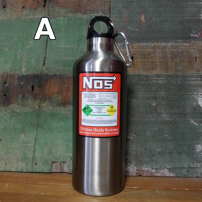 NOS ステンレスボトル ニトロ 窒素ボトル型 水筒 カラナビ付 保冷専用 アメリカン雑貨画像