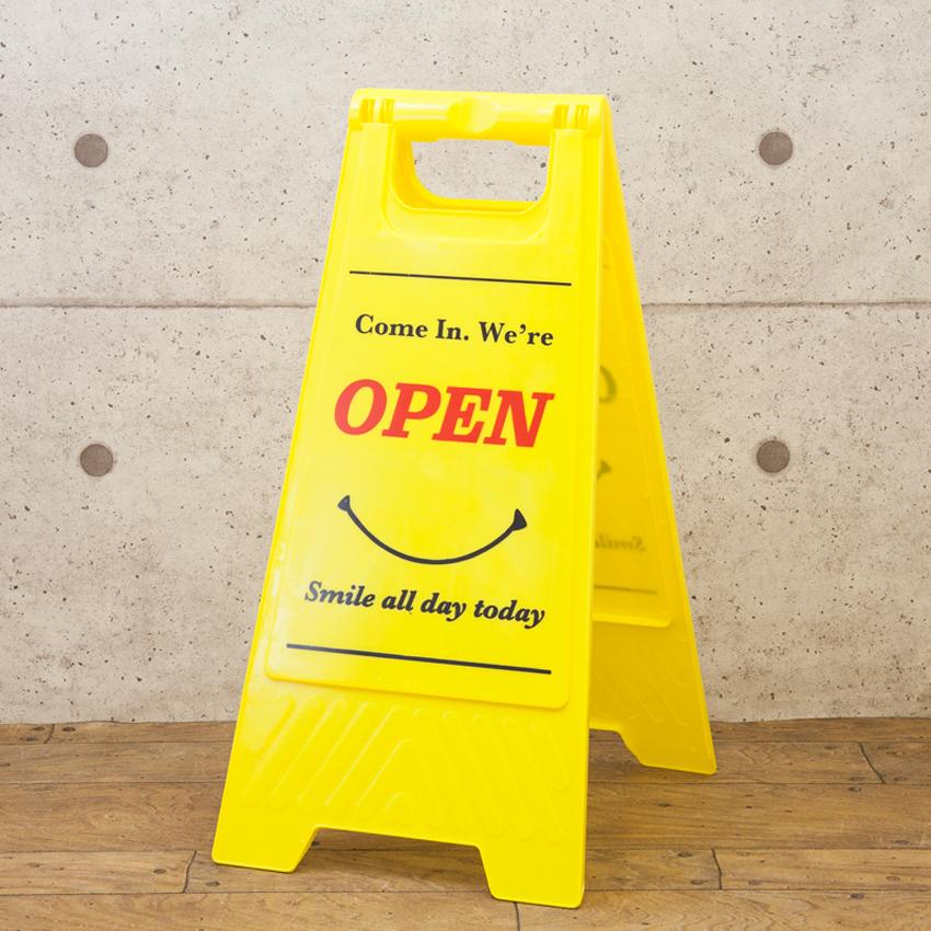 オープン＆クローズスタンド スマイル 折りたたみ SMILE OPEN&CLOSE セーフティーサイン アメリカン雑貨の画像