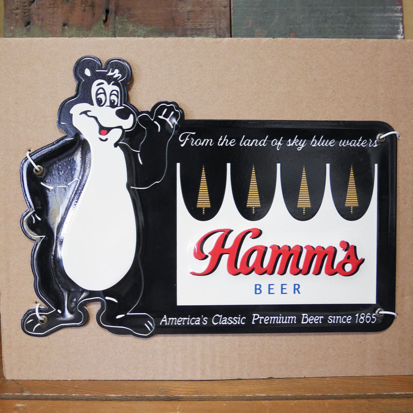 エンボスメタルサインプレート Hamm'r BEAR MINI BEER アメリカ フード系 看板 ブリキ看板　アメリカン雑貨