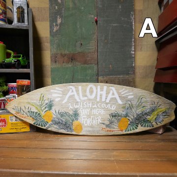 サーフボード デザインボード ウッデンサインボード ハワイアン インテリア 木製看板　アメリカン雑貨画像