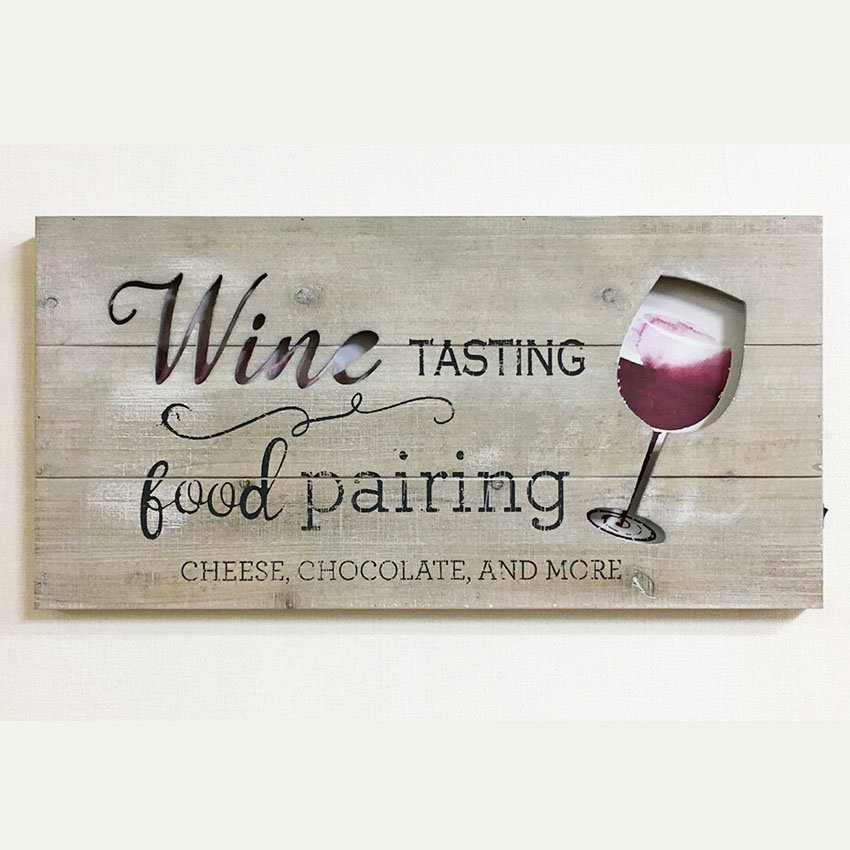 LED 木製サインボード ワイン インテリア Wine ウッドサインボード　アメリカン雑貨の画像