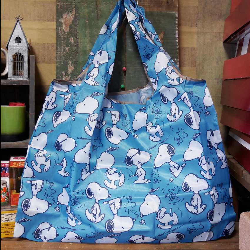 青色-3 SNOOPY スヌーピーエコバッグ ECO BAG - バッグ