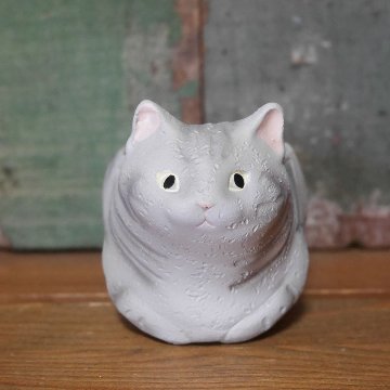 くつろぎ猫 リトルレジンポット プランター 鉢 グリーンポット ガーデニング雑貨画像