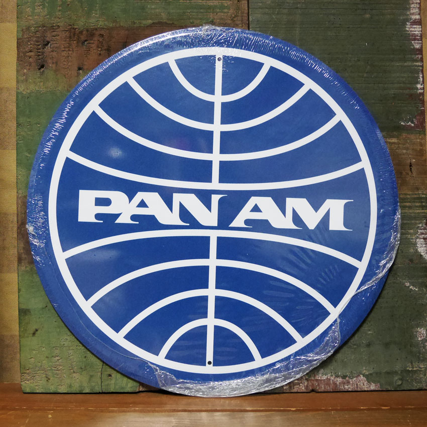 パンナム アルミニウム サイン ROUND Pan Am Blue アメリカンインテリア　アメリカン雑貨画像