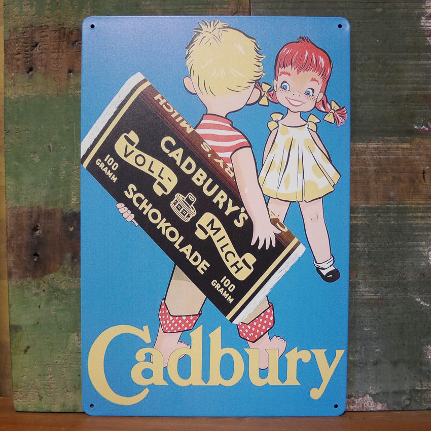 CADBURY'S SHOKOLADE アメリカン ティンサイン A4 インテリア キャドバリー ビンテージ ブリキ看板画像