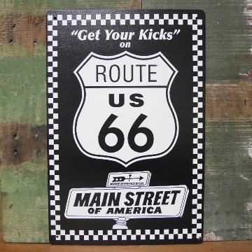 ルート66 アンティークプレート ROUTE66 ブリキ看板MAIN STREET  アメリカン雑貨画像