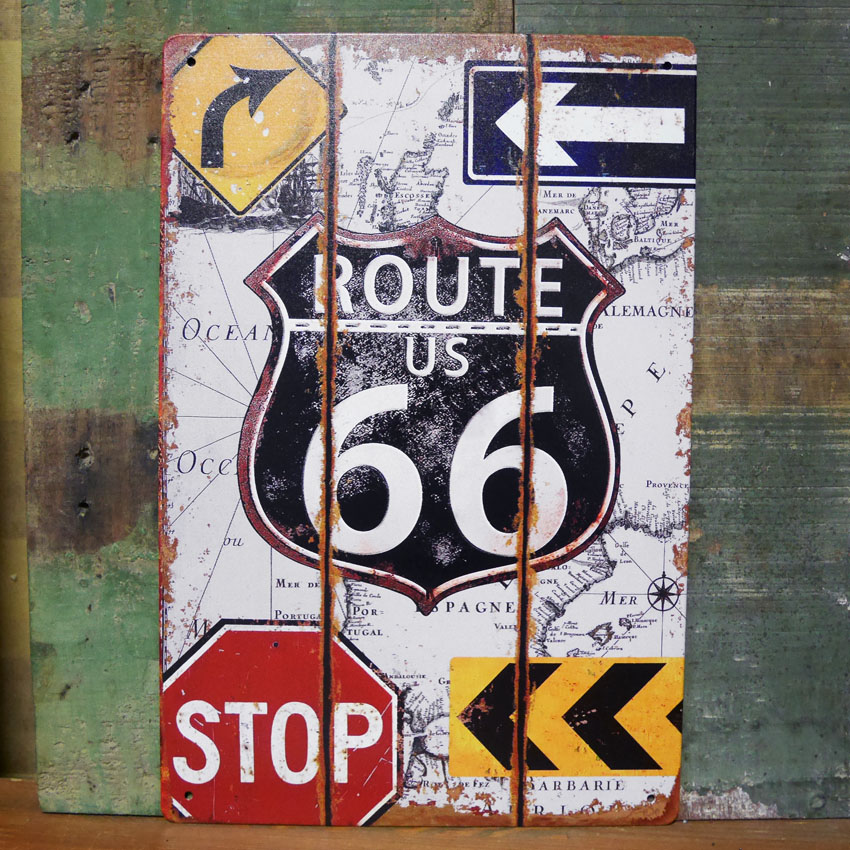ルート66 アンティークプレート ROUTE66 ブリキ看板　標識サインアメリカン雑貨画像