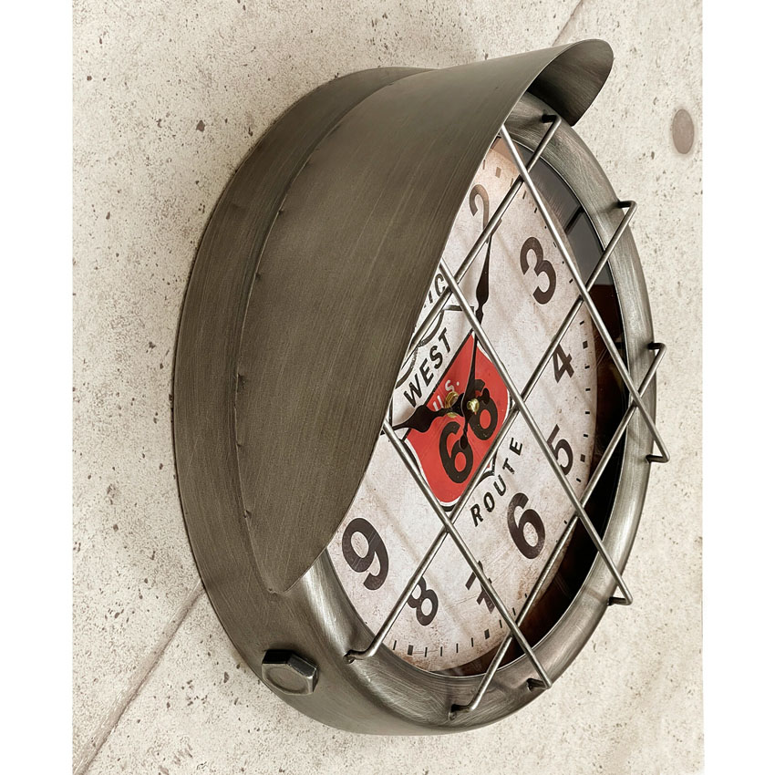 ルート66アンティーククロック サブマリン ROUTE66 シルバー 掛け時計 アメリカン雑貨画像