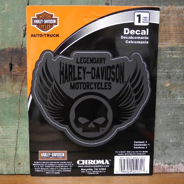 ハーレーダビッドソン ブラックスカルウイング デカール Winged Skull Harley-Davidson 25131アメリカン雑貨画像