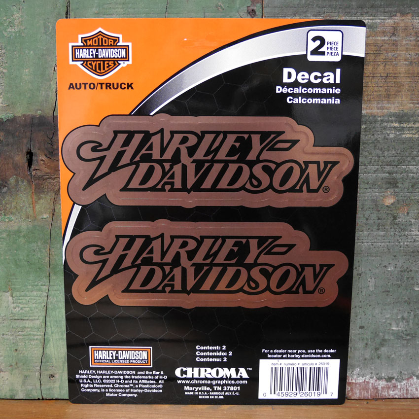 ハーレーダビッドソン シャイニーブロンズ ハーレーアイコニックテキストデカール Harley-Davidson 26019アメリカン雑貨画像
