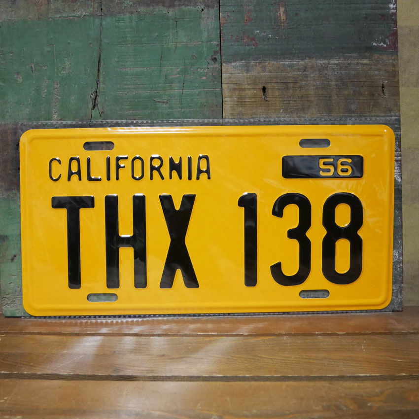 カリフォルニア THX138 コマーシャルプレート CALIFORNIA AMERICAN GRAFFITI ナンバープレート アメリカン雑貨　画像