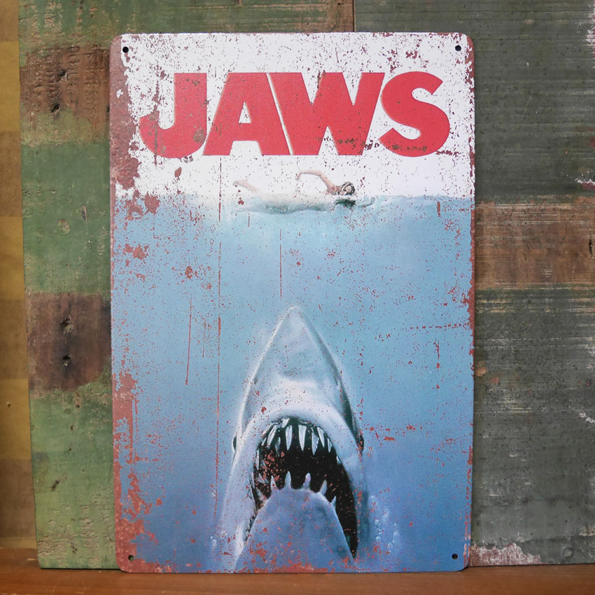 JAWS アメリカン サインボード A4 インテリア ジョーズ ビンテージ ブリキ看板　アメリカン雑貨画像