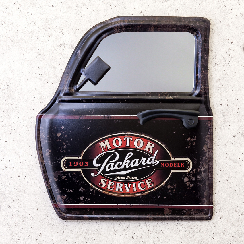 カー ドアミラー Packard MOTOR SERVICE インテリア ウォールミラー 鏡　ミラー　アメリカン雑貨画像