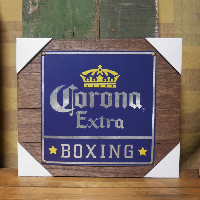 CORONA EXTRA BOXING ウッド＆ティンサイン インテリア 木製看板 コロナ