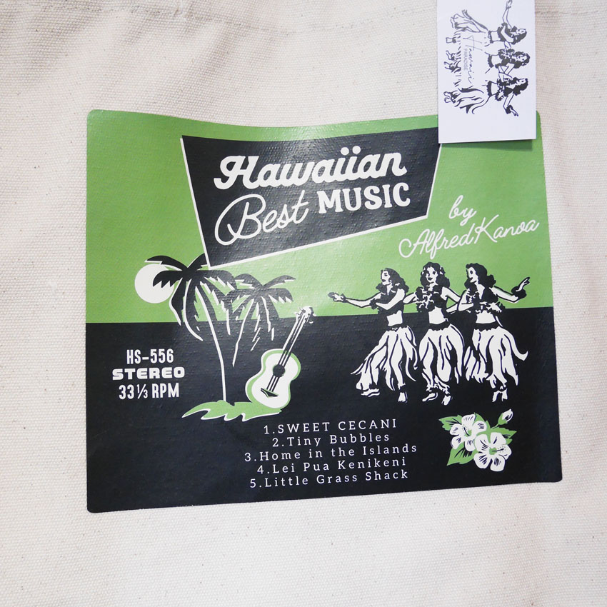 ハワイアン　コットントートバッグ HAWAII ナチュラル Lサイズ 手提げカバン キーストーン 画像
