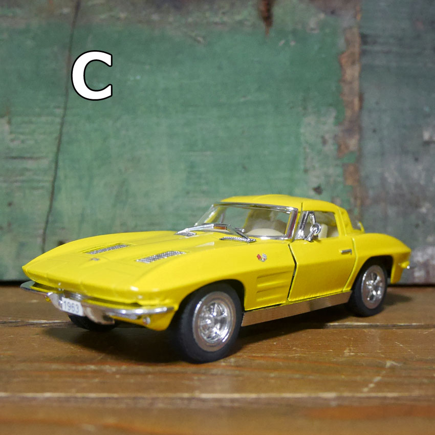 シボレー コルベット スティングレイ 1/36 プルバックミニカー 1963 Corvette Sting Ray　キンスマート アメリカン雑貨の画像