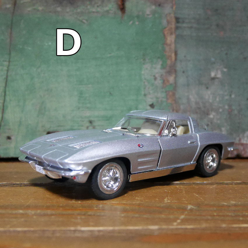 シボレー コルベット スティングレイ 1/36 プルバックミニカー 1963 Corvette Sting Ray　キンスマート アメリカン雑貨の画像