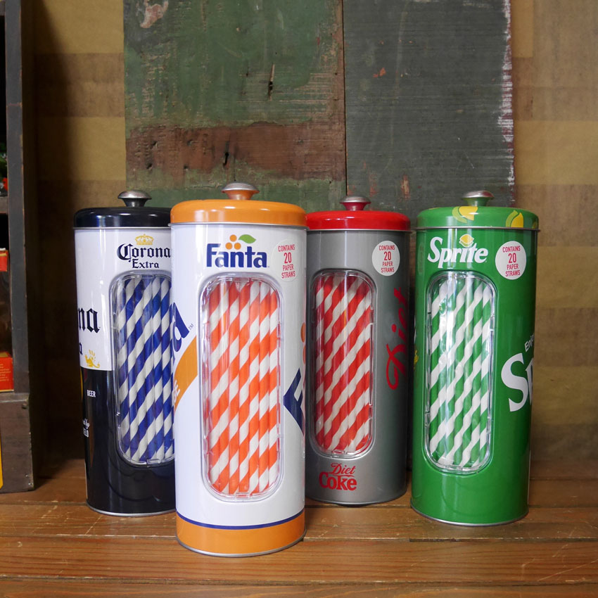 ファンタオレンジ　ティン ストローホルダー FANTA　ティンディスペンサー　カフェ・バー アメリカン雑貨の画像