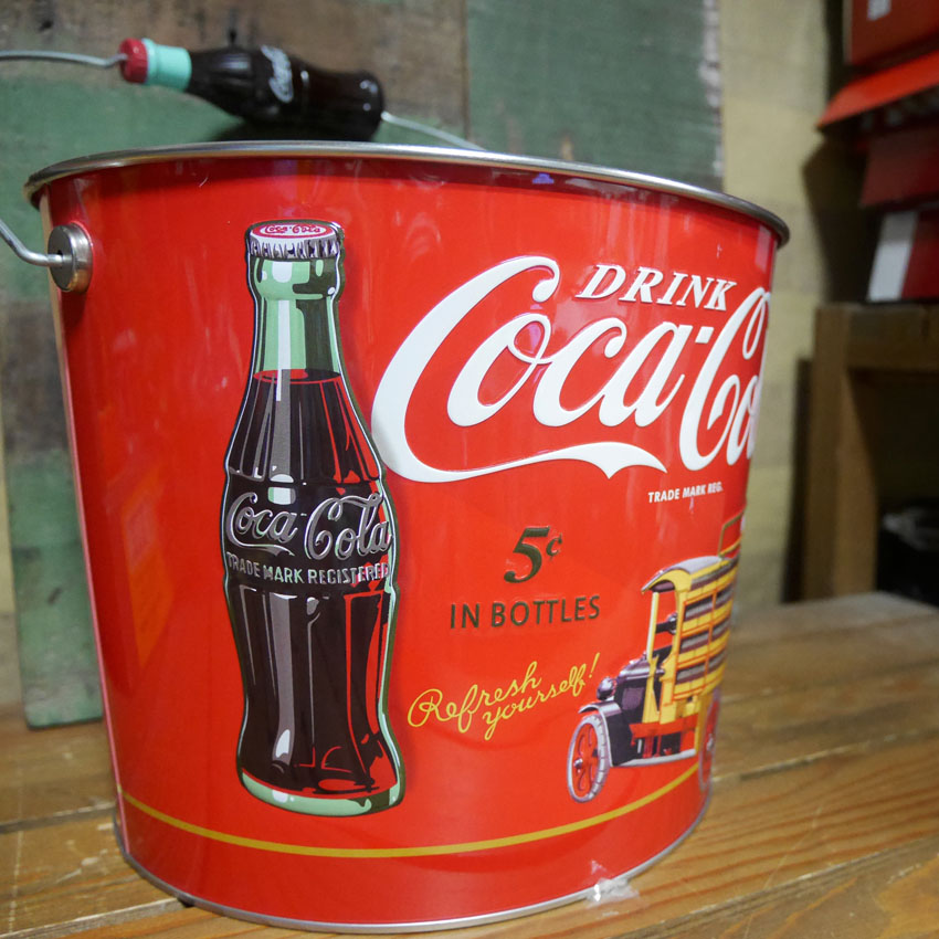 コカ・コーラ ティン バケツ CocaCola コカコーラバケツ　置物インテリア　アメリカン雑貨の画像