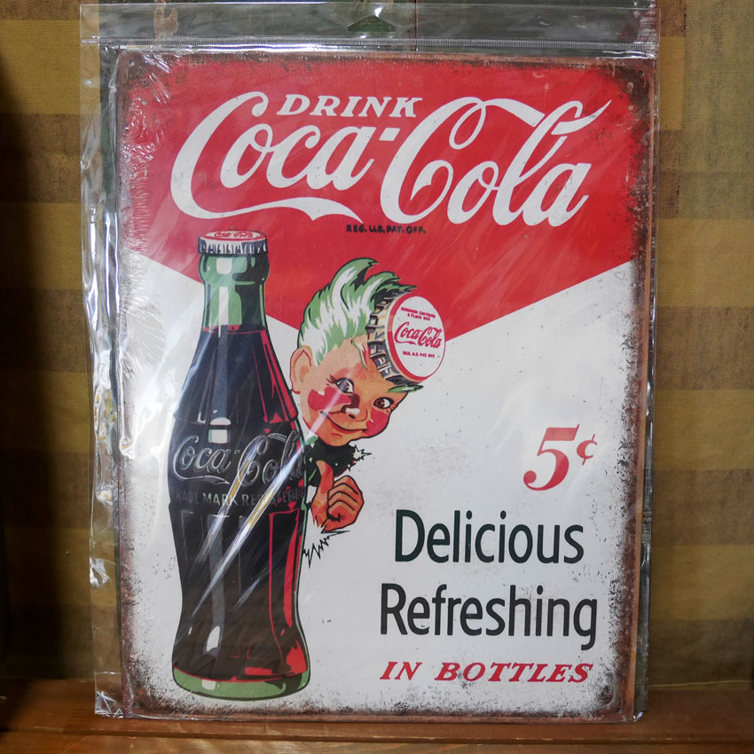 コカ・コーラブリキ看板 COKE-SPRITE BOY 5 CENTS ティンサイン コーク