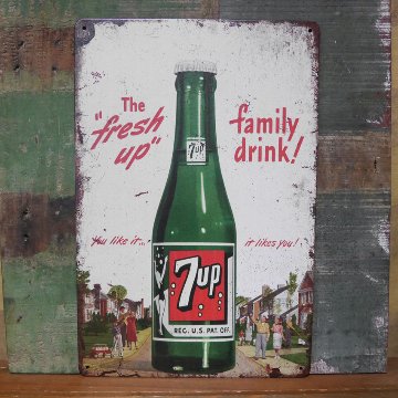 セブンアップ ブリキ看板 7UP A4 インテリア ビンテージ  メタルプレート  アメリカン雑貨の画像