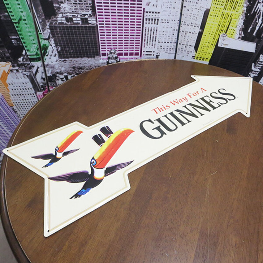 ギネスビール ダイカット エンボスメタルサイン GINNESS ARROW ビンテージ  アメリカン雑貨の画像