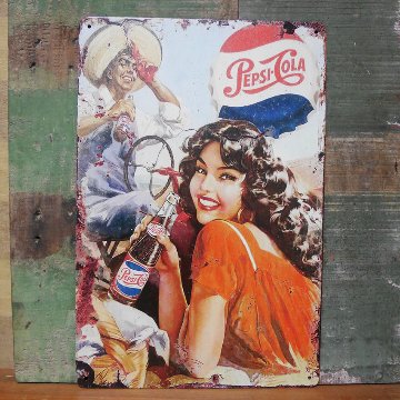 ペプシコーラ 看板　ティンサイン A4 PEPSI　アメリカン雑貨の画像