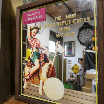 パブミラー BP F/Cow Girl インテリア ウォールミラー 鏡 PUB アメリカン雑貨の画像