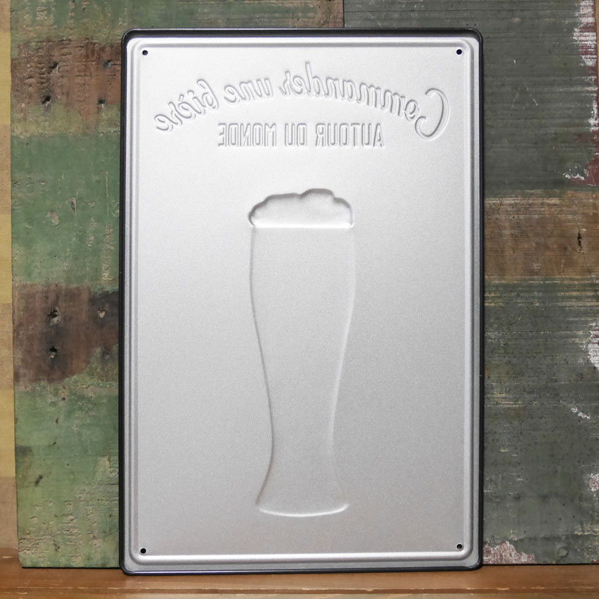 ビアカップ　エンボス看板  A BEER PLEASE　ティンサイン　アメリカン雑貨の画像