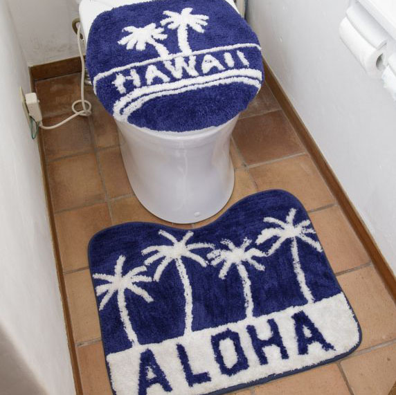 ハワイアン トイレマット ＆ トイレカバー  NAVY パームツリートイレセット  トイレタリーの画像